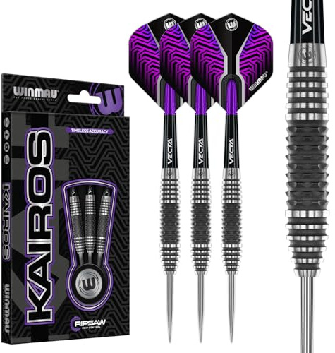 WINMAU Darts Kairos 23g 90% Professionella Volfram Stålspets Dartset med Dartflyg och Dartstammar