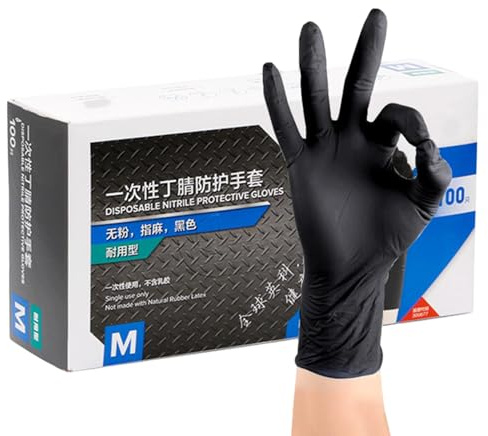 Nitrile Gloves for Cooking, Black Latex Gloves, Nitrile Gloves for Food Prep, Nitrile Gloves for Kitchen Use, 100 x nitrilhandskar för matlagning, hushåll, rengöring