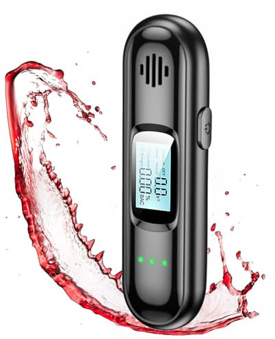 Alkoholtester, Aufladbar Alkoholtester Polizeigenau mit Digitaler Blauer LCD-Anzeige, Tragbarer Sensor Atemalkoholtester für Den Persönlichen und Professionellen Gebrauch( Kein Blasrohr erforderlich)
