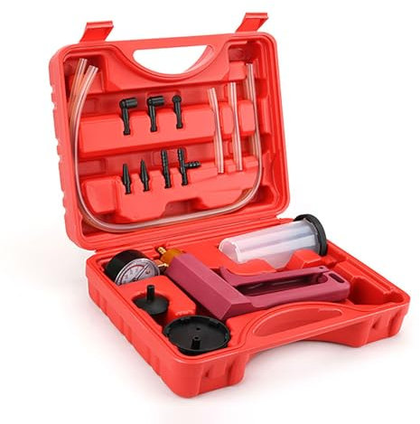 Brake Bleeder Kits with Hand Vacuum Pumps Automotive Brake Fluid Bleeding Set with Protected Case with Gauge Adapter