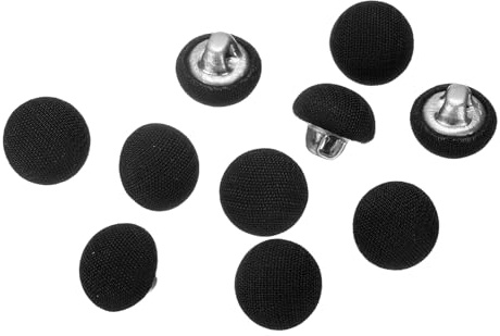 QUARKZMAN 10 stycken tygtäckta knappar set, 10 mm metallskaft runda öljetter tygknappar, pysselknappar, ersättningsknappar för gör-det-själv för sömnad, kläder kostymer rockar blusar tröjor, svart