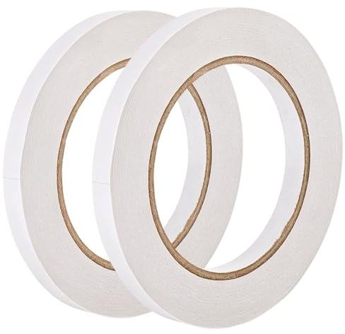 KEYRI 2 Rouleaux Ruban Adhésif Double Face 10mm de Large et 50 Mètres de Long par Rouleau Transparent Ruban Adhésif Double Face pour DIY, Bricolage, Photos, Papier Peint ou Enveloppes (Largeur 10mm)