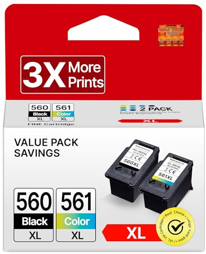 PG-560XL CL-561XL patronen für Canon 560 561 druckerpatronen Multipack Tintenpatrone für Canon 560XL 561XL für Pixma TS5350 TS5351 TS5352 TS5353 TS7450 TS7451 (Schwarz, Farbe, 2er-Pack)