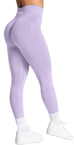 TAYOEA Gym Leggings for Women UK with Tummy Control - Butt Lifting Scrunch Bums Yoga Pants No Front Seam, Squat Proof Seamless Compression Sports Leggins Purple,S