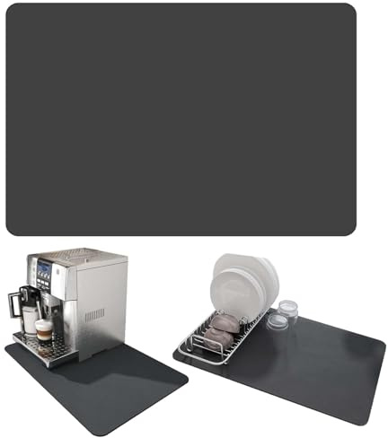 Guyode 60 X 50 Cm Alfombrilla Escurreplatos Secado Rápido Alfombrilla Cafetera Tener Absorción Agua Tapete de Secado de Platos Diseño Antideslizante para Cocina Mesa Barra Baño (Gris Oscuro)