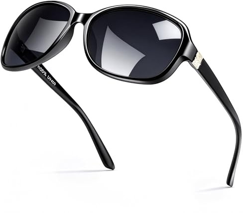 SIPHEW Polarized Sunglasses for Women | Retro Square Sunglasses w UV400 Protection | Womens Wraparound Shade