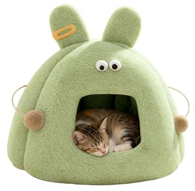 Cat Bed House - Windproof Design Closed Cat Bed Soft Removable Cushion Comfortable Plush Sleeping Place for Cats | For Kittens, Outdoor, Winter, Duck