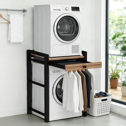 OVLRIJP Estante para lavadora y secadora con cajón, armario para secadora, estante para lavadora, estructura para secadora, capacidad de carga 350 kg, armario para lavadora y secadora, 75x65x104cm