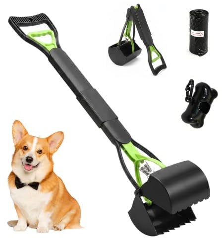 SilverChry Recogedor de Cacas para Perros, Plegable, con Portabolsas, 80cm