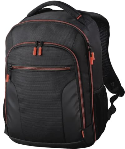 Hama | Mochila cámara réflex 12L con Compartimento Tablet 10,1 (Mochila fotográfica Acolchada con separadores Ajustables Funda Lluvia y Soporte trípode) Negro/Rojo