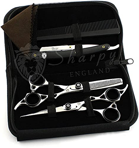 SHARPY 6.5inch Professional Barber Hairdressing Scissors Set Salon Hair Cutting Thinning Scissors Comb Cutter Shears Stainless Steel Sliver