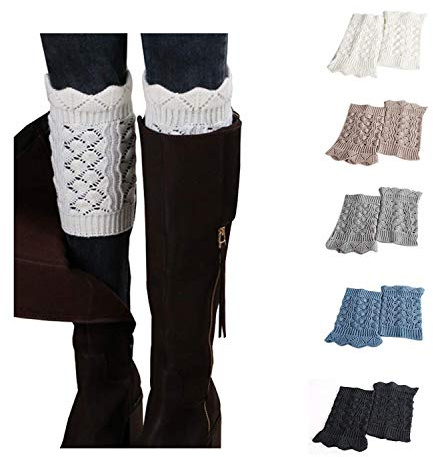 Bestjybt Womens Short Boots Socks Crochet Knitted Boot Cuffs Leg Warmers Socks (Multicolored J)
