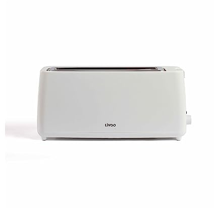 Livoo – Grille pain DOD168N – fente longue, 900W, 3 fonctions, thermostat réglable, 7 niveaux de dorage, Blanc