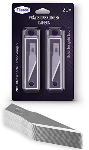 Filzada® 20x cuchillas de bisturí - cuchillas de bisturi manualidades/cuchillas de cuter de precision manualidades - Hoja extra afilada incluida en una caja de almacenamiento