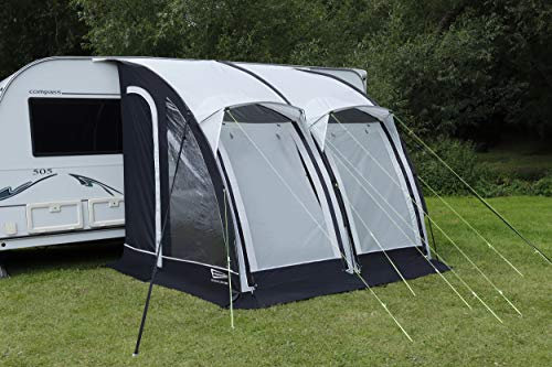 Leisurewize Ontario 20-260 Caravan Porch Awning, Rail Height 235-250cm x Depth 240cm x Width 260cm (LWA30) - Comes with two shades with a mesh vent above the front windows to let in fresh air.