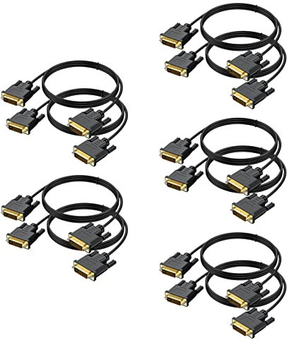URELEGAN 10 x DVI-kabel till DVI-D, DVI-D 24 + 1 hane till hane, för HD-TV, spel, bildskärm, projektor, 10 st