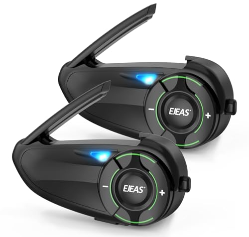EJEAS Q8 Mesh Motorcycle Bluetooth Headset, Waterproof Helmet Intercom for up to 6 Motorcyclists Communication System with Music Share, Anti-Interference,2pc
