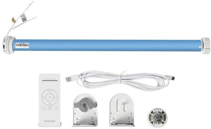 Matter Thread Smart Roller Shade Rechargeable Battery Powered Motor, Smart Bind Roller Shades Working with 38mm Tube, Compatible with Apple, Google Assistant (Motor with 6 channel remote)