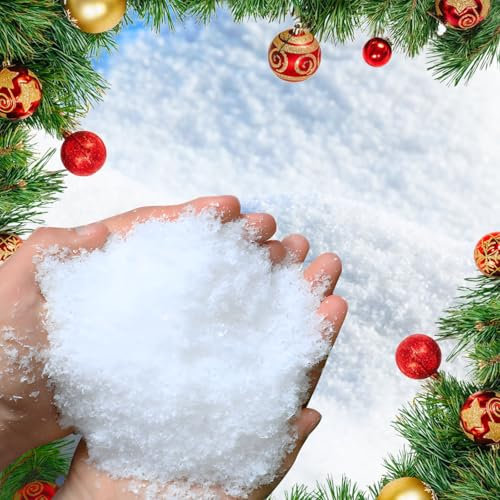 ZoneYan Kunstschnee Deko, 150g Weihnachten Schnee, Künstliche Schnee, Dekoschnee zum Basteln, Gefälschte Schnee, Glitzerschnee Basteln, Pulverschnee für Weihnachtsbaum Dekoration