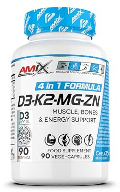 Amix™ Performance D3-K2-MG-ZN - Complemento alimenticio - Apoyo a huesos, músculos y metabolismo energético - 90 cápsulas