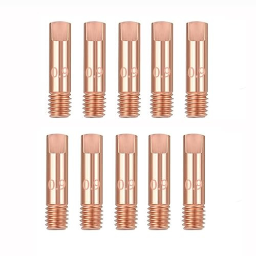 Punta de Contacto Mig 0,9 mm 10 Piezas Punta de Contacto de Cobre M6 Puntas de Contacto de Soldadura Boquilla de GaPunta de Contactos Para 15AK MB15 MAG/MIG MIG Soldador Accesorio (10Pcs 15AK 0.9mm)