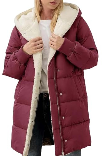Womens Coats Size 14 Winter Coats for Women UK Fleece Lined Down Jacket Padded Puffer Hooded Trench Coat Ladies Quilted Jackets Casual Warm Outerwear Ladies Jackets And