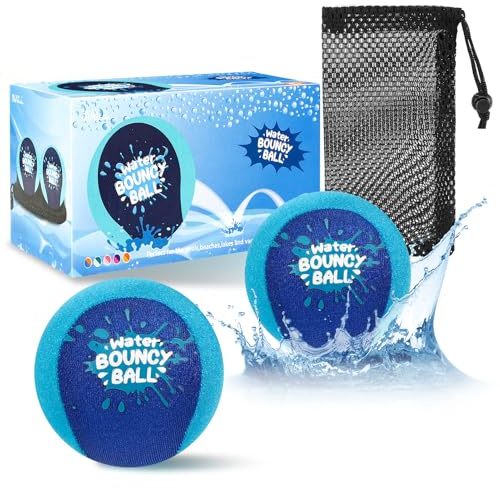Vasmeiy Bola Que Rebota en el Agua, 2 Paquetes, Leap Ball, Pelotas De Agua Reutilizables Water Bouncing Ball Secado Rápido Juegos de Playa Piscina Mar Fiesta y Actividades(Azul)