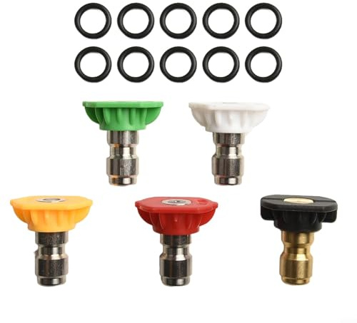 Gdfnmogo Outil de nettoyage de gouttière avec buse de lance incurvée et droite, nettoyeur haute pression de 4000 PSI pour toit et gouttière avec 5 connexions rapides