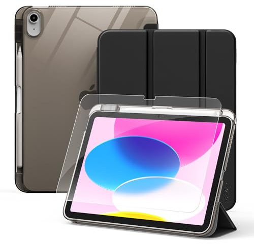 CACOE Custodia per iPad A16 di 11a/10a generazione (2025/2022) con portapenne e pellicola protettiva per schermo da 11/11, custodia protettiva completa per tablet per iPad 11/10 generazione, nera