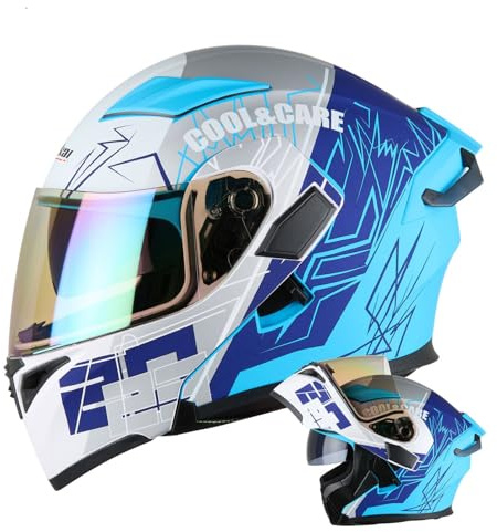 Modular Flip-Up Motorcycle Helmet Adults DOTECE Approved Full Face Motorbike Helmet With Double Visor Integrated Motocross Helmets For Street Touring And Moped Riders 5,XL:61-62CM