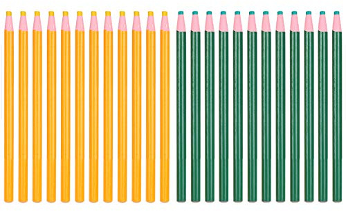 Penne a gesso su misura 24 pezzi Matite per marcatura per cucito per abbigliamento Tessuto Legno Plastica Non tossico Ecologico Doppio colore 12 Giallo 12 Verde