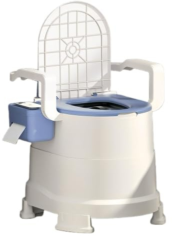RVTENRIO Portable Toilet, Bedside Commode with Detachable Inner Bucket, 2-Level Height Adjustable Commode Toilet Potty with Armrests for Elderly, Disabled, Adults, Great for RV, Camping, Bathroom Use