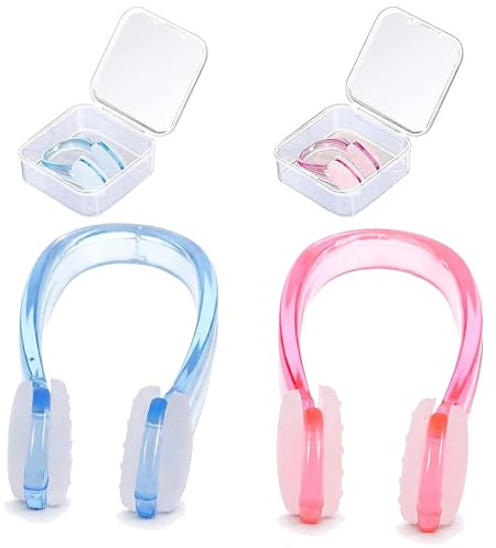 Zyssby 2 Swimming Nose Clips Waterproof Silicone Nose Plugs Blue Pink