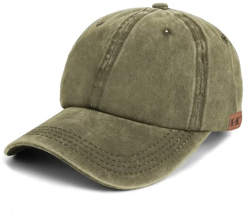 Baseball Cap - Plain Cap Hat Lightweight Adjustable Washed Polo Style Hat Classic Sports Casual Cap Summer Sun Hat for Unisex Green