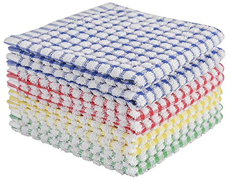 Oeleky Paños de Cocina para Lavar Platos, Trapos de Cocina superabsorbentes, paños de Limpieza de Rizo de algodón, Paquete de 8, 12 x 12 Pulgadas
