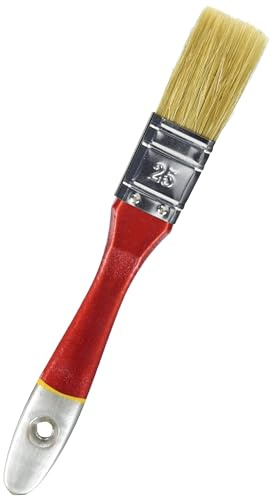 Hardy Working Tools: juego de 6 pinceles planos de 25 mm, serie 33, con cerdas naturales claras y fibras sintéticas; pinceles de pintura con mango de madera natural y para barnizar profesionales
