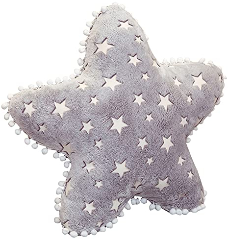 Sternkissen Leuchtend, 40cm Sternförmig Plüsch Stern Kissen Kinderzimmer Dekokissen Gefüllte Plüschkissen Graue Sternkissen Baby Kinder Stern Wolke Sternchen Zierkissen für Schlafzimmer Babyzimmer