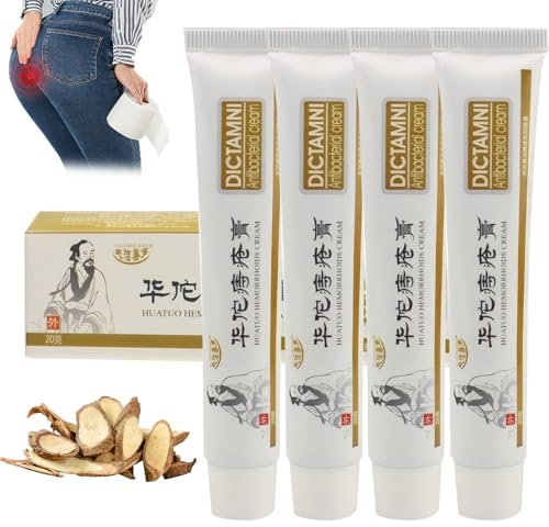 4 Stück Hämorrhoiden Salbe,Hemorrhoid Cream mit Natürliche Pflanzlichen Inhaltsstoffen,Chinesische Pflanzliche Herbal Hemorrhoid Cream Lindert Juckreiz