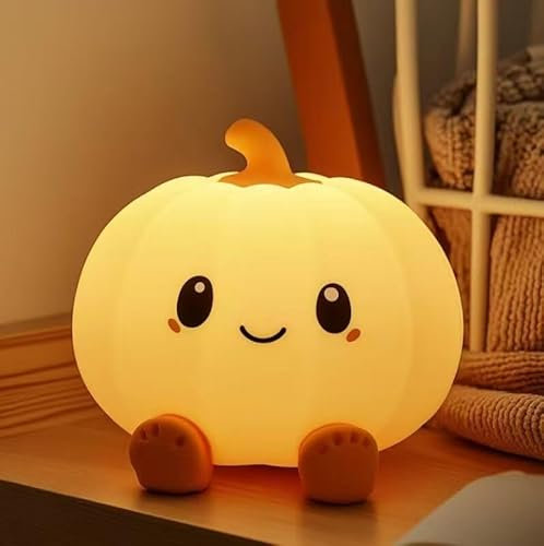 Veilleuse Enfant Citrouille Lampe Veilleuse Bébé Tactile Lumiere d'allaitement Dimmable avec 3 Luminosité, Veilleuse LED Rechargeable pour Enfant Garcon Fille Lampe Fonction Minuterie Night Light