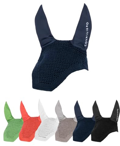 Covalliero - Cappuccio per mosche – Paraorecchie per cavalli – Orecchie elastiche – Protezione dagli insetti per cavalli – Accessori per cavalli in blu scuro – Adatto per sangue intero / sangue caldo