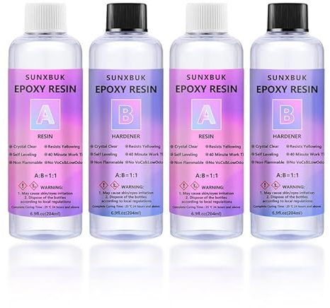 SUNXBUK Epoxihartssats 816 ml, transparent epoxiharts, A: A förhållande 1: 1 härdare, för gör-det-själv, hantverk, att göra hängande, smycken, nyckelring, gör-det-själv-dekoration
