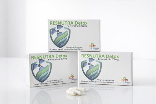 Resnutra Detox Integratore Alimentare con Resveratrolo 200mg, 12 Capsule Vegetali Gastroresistenti da 550mg