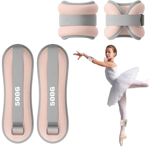 Lot de 2 manchettes lestées réglables pour chevilles - Poids pour jambes et bras - Convient pour les débutants et les enfants - Danse, marche, jogging (rose, 750 g)