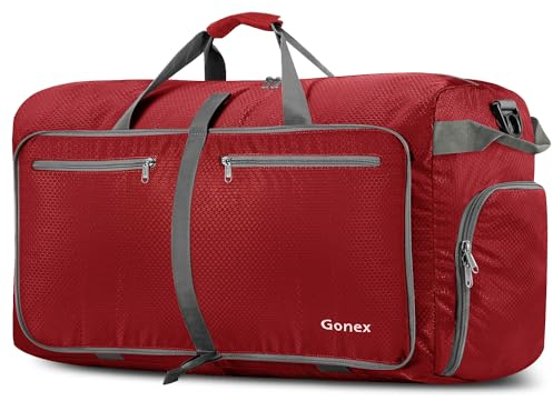Gonex Leichter Faltbare Reise-Gepäck 100L Duffel Taschen Sporttasche für Reisen Sport Gym Urlaub Rot