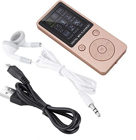 MP4 musikspelare, bärbar skärm musikinspelare och spelare, MP4 digital spelare stöd 32 GB TF-kort med hörlurar och lång standbytid (roséguld)
