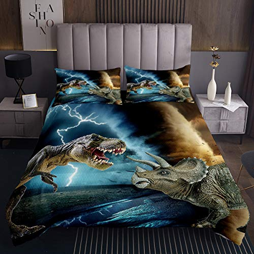 Jungen Dinosaurier Tagesdecke 240x260cm Dschungeltiere Muster Steppdecke Dinosaurier Welt Bettüberwurf Naturbeleuchtung Tierwelt Stil Mit 2 Kissenbezug 3St