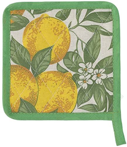 Casatessile Presina da Cucina 18x18 cm. Limoni Presina per Cucina Lavabile, Presina Forno Cotone.