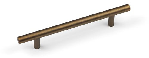 Tirador recto de latón antiguo de 128 mm para puerta de armario, cajón, barra en T, repuesto de muebles