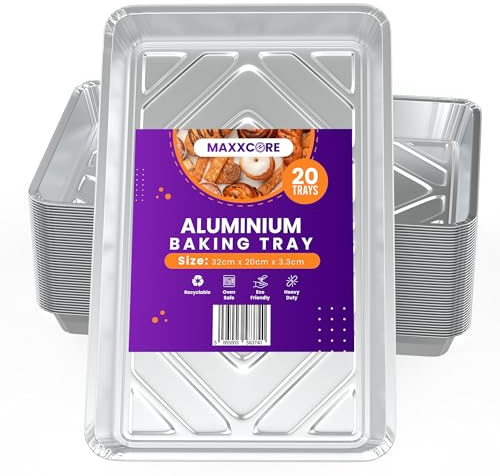 Maxxcore Disposable Aluminum Foil Baking Trays, 32 x 20 x 3.3 cm 20 Pack