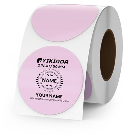 YIKIADA Etiqueta Térmica de Puntos Púrpuras Vinilo 50 mm Rollo Autoadhesivo Etiqueta de Dirección Etiqueta de Impresora Impermeable para Logotipo Código de Barras Inventario de Código QR 500 Piezas